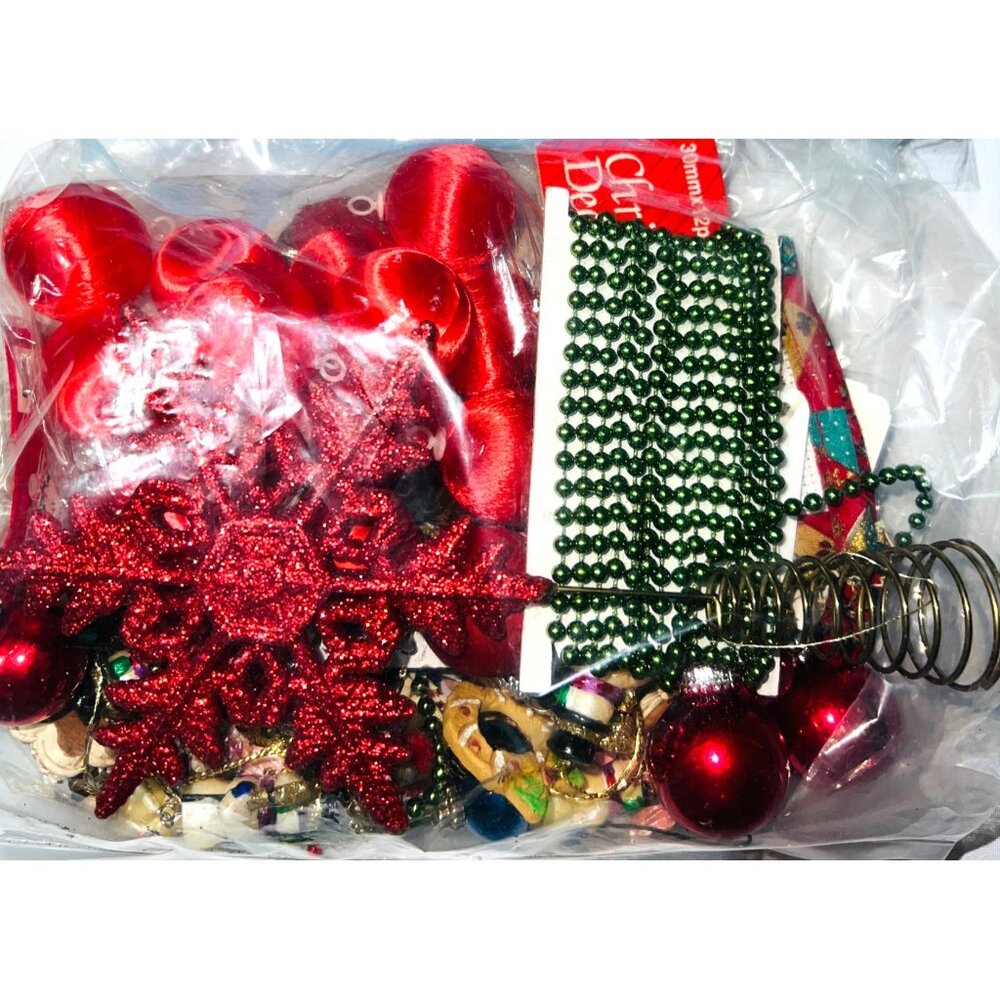 Holiday Bundle With Mixed Small Christmas Ornaments & Ornament Hooks